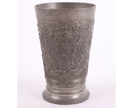 Pewter Beaker to Commemorate the Centenary of the Prussian Kaiser 1797-1897, the beaker has fine relief of Imperial German ea
