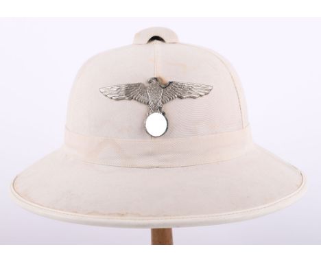 WW2 German Kriegsmarine Administration Officers Tropical Sun Helmet, fine example of a probably French made white cloth cover