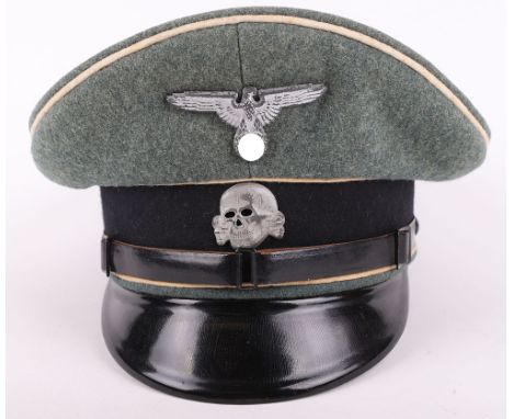WW2 German Waffen-SS Enlisted Ranks / NCO’s Peaked Cap, fine example of a mid war produced peaked cap in field grey wool clot