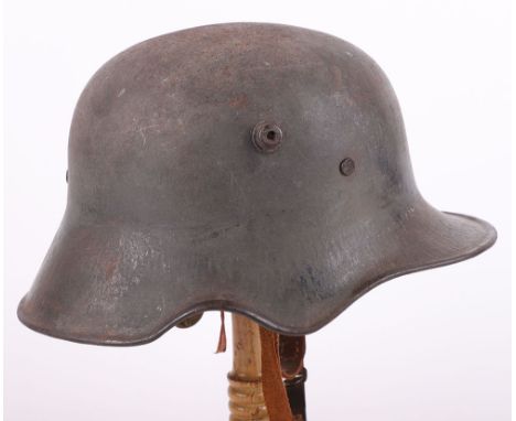 Rare WW1 German M-18 Ear Cut Out Steel Combat Helmet, good example of an M-18 ear cut out helmet as issued to German telegrap