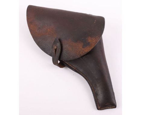 Russian Model 1912 Officers Nagant Revolver Holster, brown leather holster with the original leather securing strap and brass