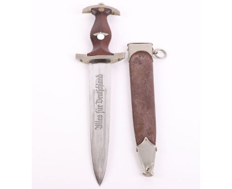 Third Reich SA (Sturmabteilung) Dress Dagger by Ernst Pack &amp; Sohn, early model SA dress dagger with brown wooden grip hav