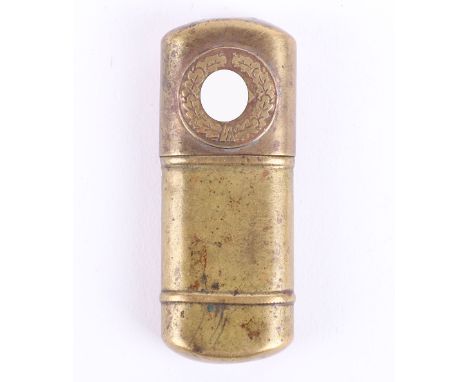 Third Reich Patriotic Lighter, small brass cased lighter with the lid having central NSDAP swastika within oakleaf wreath. 