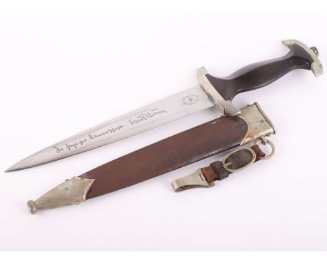 Extremely Rare Third Reich SS Enlisted Mans Dress Dagger by Richard Herder with Full Ernst Rohm Dedication, superb untouched 