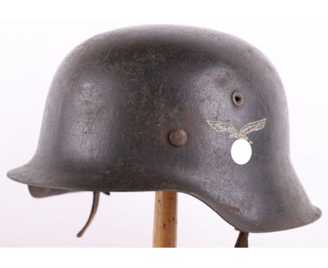 WW2 German Luftwaffe M-42 Steel Combat Helmet, good untouched example of a M-42 steel combat helmet which retains much of the