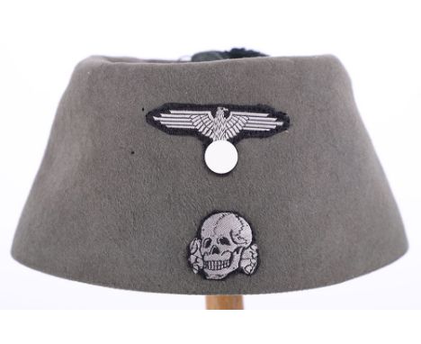 Scarce Waffen-SS Handschar Division Field Grey Enlisted Ranks Fez, fine example of the field grey / green felt fez as worn by