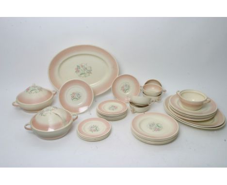 An Art Deco Susie Cooper 'Dresden Sprays' pattern part dinner service including tureens and soup bowls