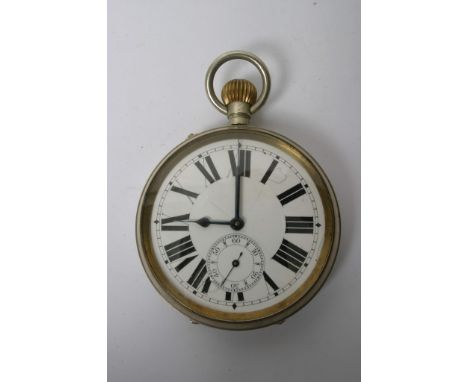 A large Goliath pocket watch with swiss button wind movement, four piece case and four jewels c.1910