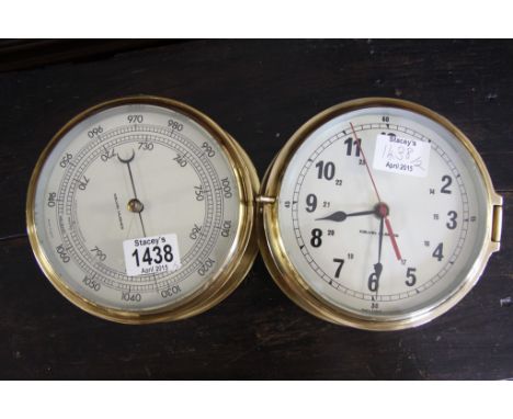 A brass ships clock and barometer 
