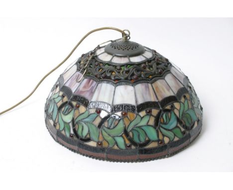Tiffany Style lamp with foliate lead light panels 