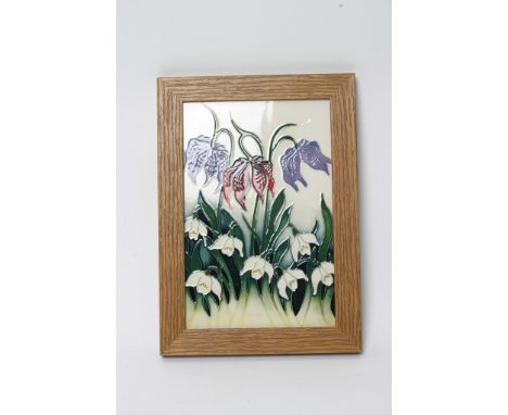 A boxed Moorcroft Nicola Slaney framed tile plaque, dated 2004