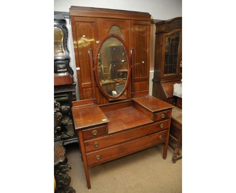 An Edwardian Mahogany Wardrobe and matching Dressing table 