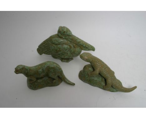 three Art Deco design ceramic sculptures signed by Leslie Carpenter (3) 
