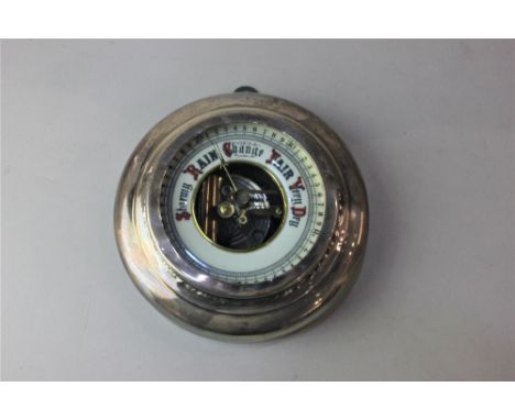 A George V silver mounted circular wall barometer hallmarked London 1927 (a/f) 14cm