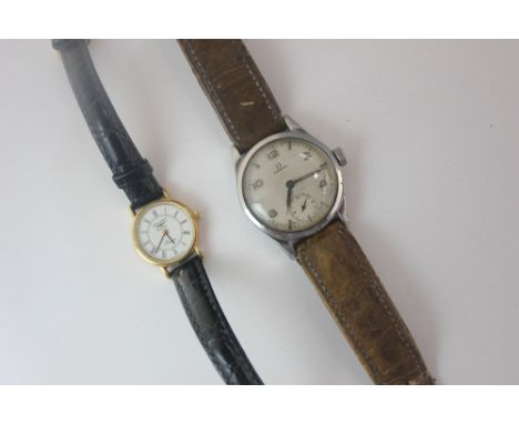 A gentleman's steel and gilt wristwatch with manual wind movement; a lady's steel and gilt quartz wrist watch