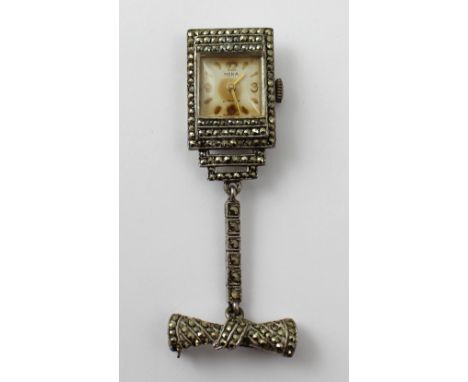 A vintage Meka silver and marcasite nurses' watch.