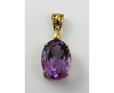 A 9ct gold and amethyst pendant, approx 13.2g, with certificate.