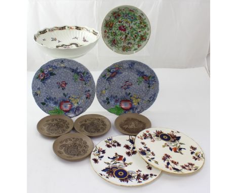 A late 19th/early 20th century Worcester-style hand-painted bowl with central vignette of birds and butterfly and dragonfly s