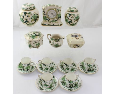 A quantity of Mason's 'Chartreuse' to include coffee cups and saucers and various-sized ginger jars, trinket pots and a match