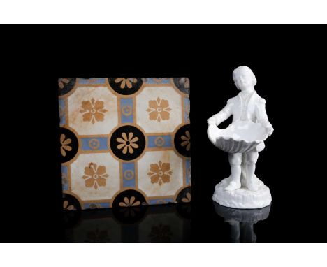 A late 19th century Stevenson &amp; Hancock Derby white glazed figural table salt in the form of a gentleman in 18th-century 