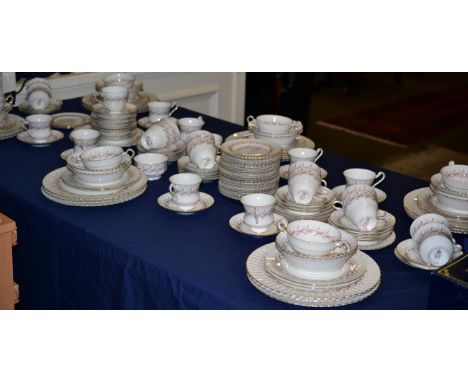 A service of Paragon, Harmony and Melody pattern dinner and tea wares, including fifteen dinner plates, soup bowls etc 
