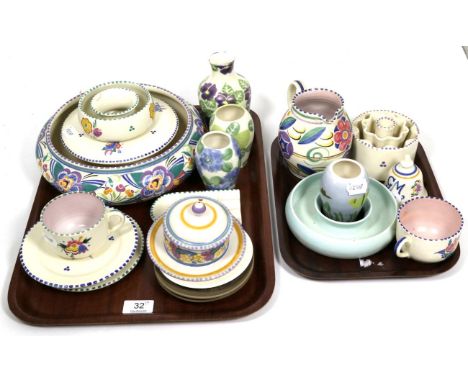 A collection of assorted Poole pottery, with other similar (qty) (two trays)