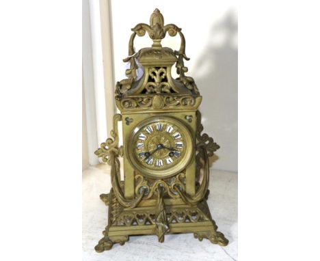 A brass striking mantel clock, circa 1890