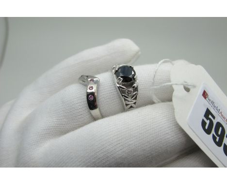 A Modern 9ct White Gold Single Stone Dress Ring, circular four double claw set to the centre, with Gems TV Certificate of Aut