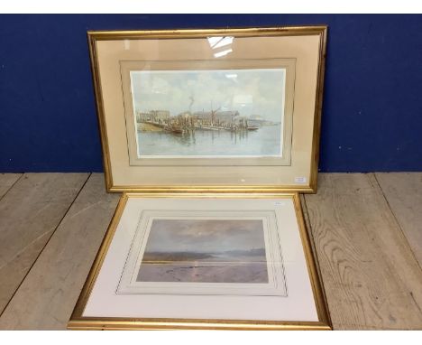 Martin Snape 1852-1930, English school, watercolour on tinted paper, moonlight over Haslar Greek Gosport, signed with initial