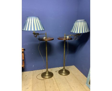 Pair tall lamps, possibly Besselink &amp; Jones Smartie Major; approx 112cmH; and a pair of blue and cream lamp shades 