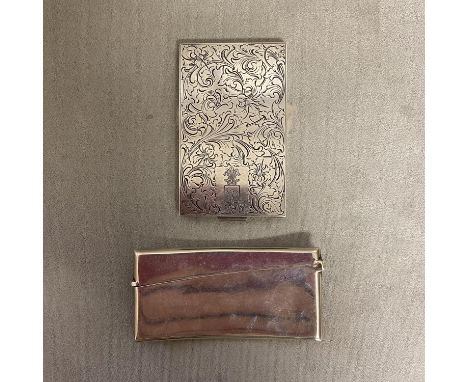 Continental white metal powder compact with chased decoration by Piotr Samuel (polish) stamped 875, together with a Hip shape
