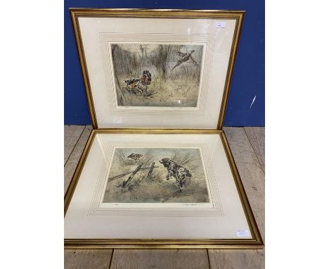 Pair of Henry Wilkinson, limited edition prints of Spaniels, in gilt glazed frames, signed in pencil lower right, 27 x 35cm 