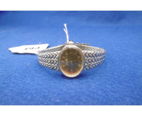 ROTARY LADIES OVAL FACED MECHANICAL WATCH, WORKING ORDER, BRACELET MARKED 925