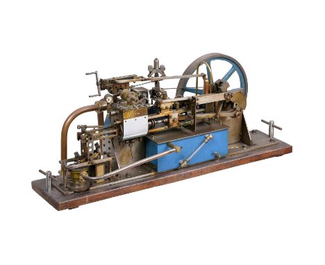 Sehr aufwändig konstruierte Einzylinder­Dampfmaschine, 1954  Funktionsmodell, hergestellt aus Stahl, Gußeisen und Messing, do