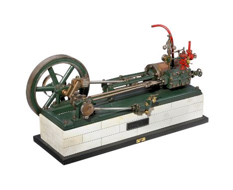 Schwere liegende Einzylinder-Dampfmaschine, 1987  Funktionsmodell einer Maschine von Wood &amp; Co von ca. 1880, hergestellt 