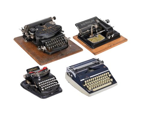 4 deutsche Schreibmaschinen  1) "Mignon 3", um 1920, Serien-Nr. 196857, populäre Zeigerschreibmaschine mit Oberanschlag, ausw
