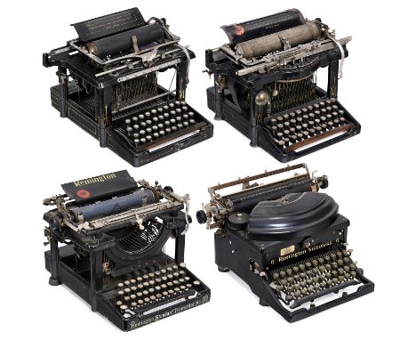 4 Remington-Schreibmaschinen  1) "Remington Standard No. 2", 1888, Serien-Nr. 20757, frühe amerikanische Unteranschlagmaschin