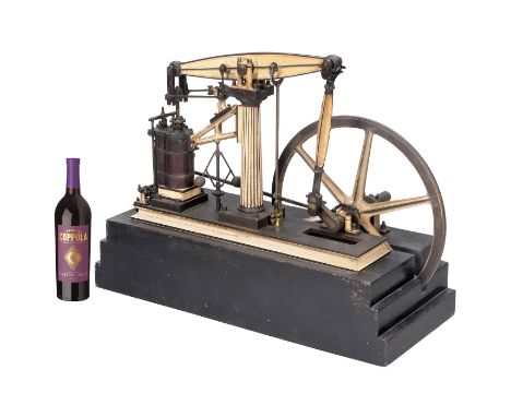 Große Modell einer Balancier-Dampfmaschine, um 1880  England; gußeiserne Mittelsäule, obenliegender Laufbalken, parallel lauf