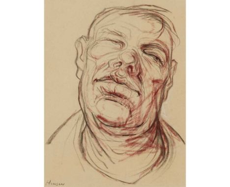 § PETER HOWSON O.B.E. (SCOTTISH 1958-) HEAD STUDY  Signed lower left, charcoal and chalk on off-white paper Dimensions:32cm x