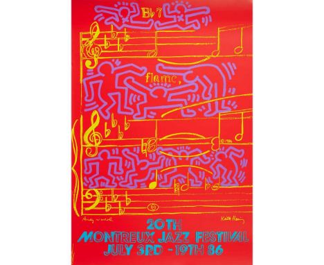 KEITH HARING (AMERICAN 1958-1990) X ANDY WARHOL MONTREUX JAZZ FESTIVAL - 1986 ScreenprintDimensions:the sheet 100cm x 70cm (3