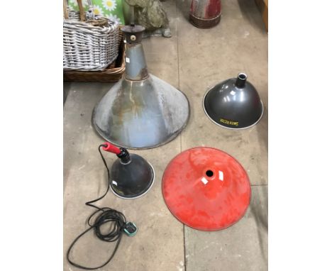 Four industrial light shades 