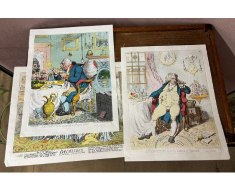 A set of James Gilray portrait caricatures, 'Wife and No Wife' published for The Sunday Times Magazine, 1969, limited edition