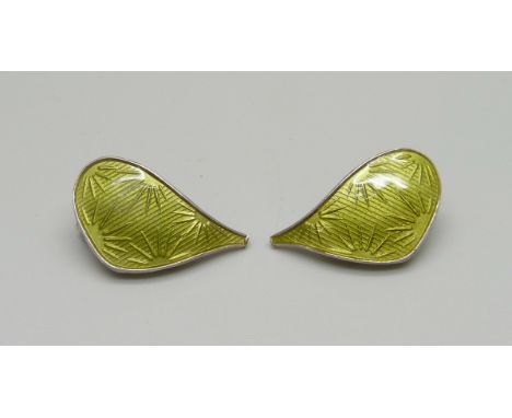 A pair of Norwegian silver and enamel earrings 