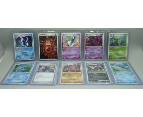 Ten vintage Japanese holo Pokemon cards 