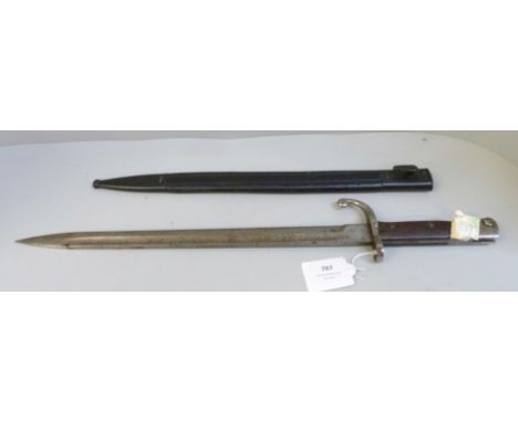 A Mauser bayonet, numbered 4359, with scabbard 