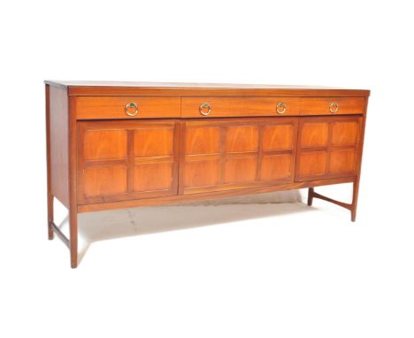 Patrick Lee - Nathan Furniture - Squares Pattern - An original retro vintage 1960s teak wood sideboard credenza comprising of