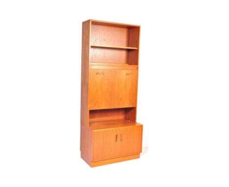 G-plan - Fresco Range - A retro vintage circa 1960s teak upright sideboard display unit having lipped handles with double twi