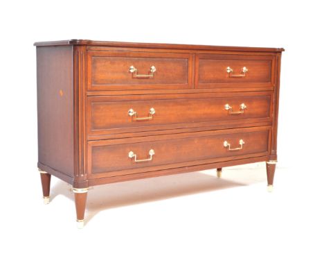 Stag Furniture - A retro vintage 20th century Stag low chest of drawers having two over three drawers, each with angular bras