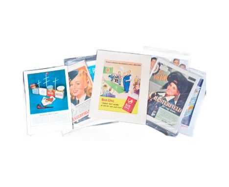 Smoking Related Advertisement - A mixed selection of retro vintage 20th Century paper cigarette advertisements with various b