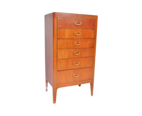 Greeves &amp; Thomas - A retro vintage mid 20th Century teak wood pedestal chest of drawers. Of rectangular form with a bank 